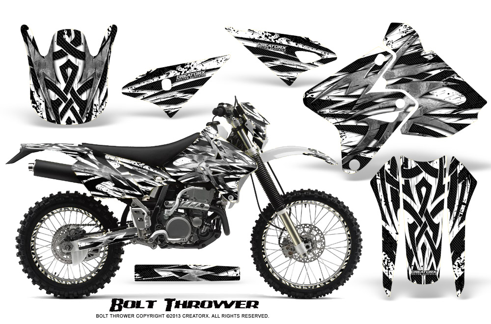 Suzuki DRZ400 Enduro Graphics Kit Bolt Thrower White NP Rims